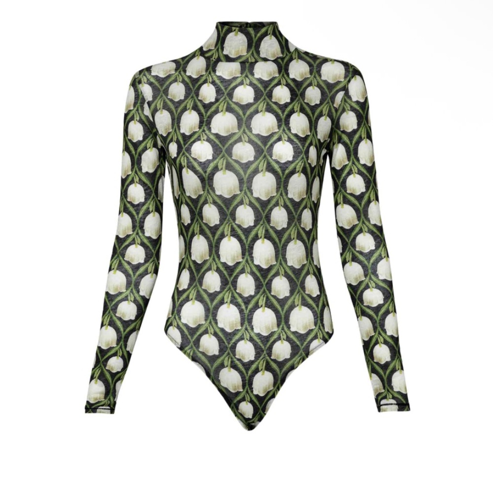 NEW Agua By Agua Bendita Cayena Floral Perla Bodysuit $310 MSRP size large